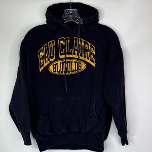 Vintage Authentic Life UWEC Bluegolds Navy Hooded Sweatshirt Size Medium